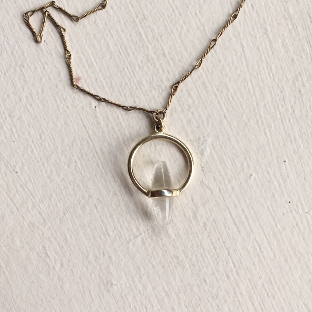 Quartz boho crystal dainty gold necklace
